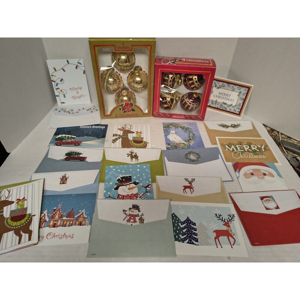 Lot Of Vintage Christmas Ornaments And Vintage Christmas Cards Xmas Tree Decor